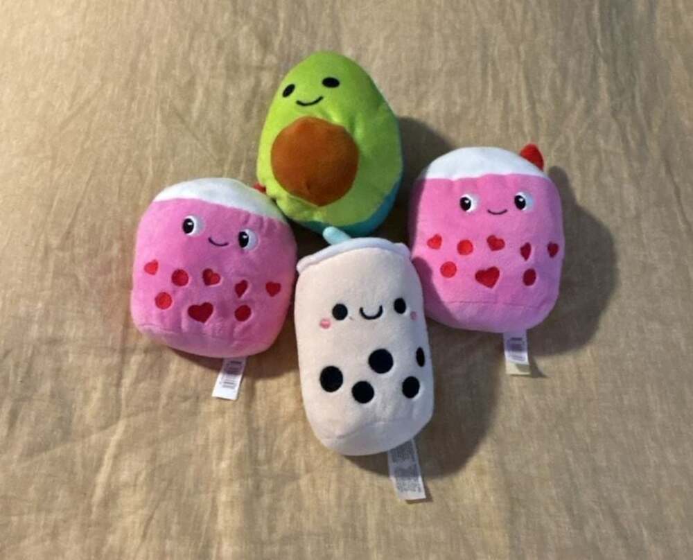 Goffa Food Plush Set, 4-Piece Avocado and Boba Tea Stuffed Toys